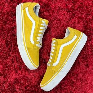 Vans Old Skool Suede Women’s Yellow White Womens 10 Men’s 8.5 Waffle Sole Canvs